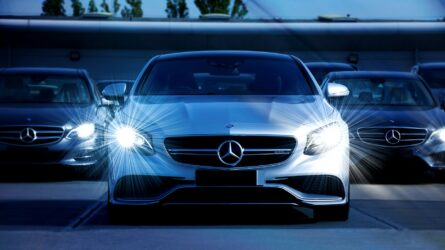 white mercedes benz cars. HID headlights are legal in alberta.