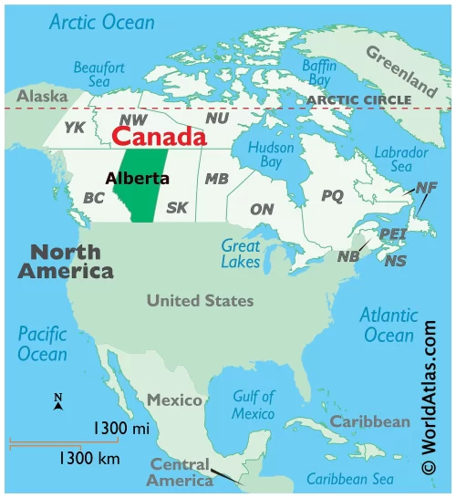 Alberta is located in western canada.