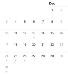 calendar of december showing when boxing day is in alberta canada.