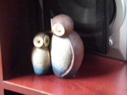 Figurines of adult owl and child owl as we explain the legalities of kinship in alberta, canada.